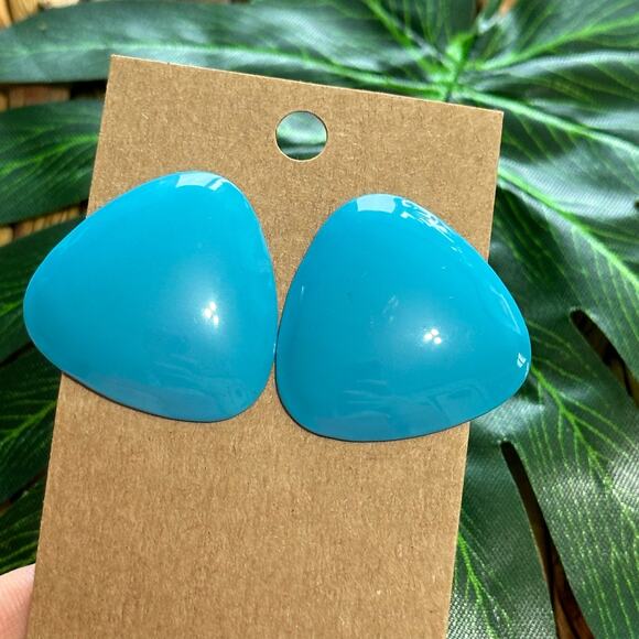 BOGO FREE BLUE TRIANGLE POST VTG EARRINGS - Picture 1 of 4